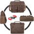 NUBILY Briefcase Men's Shoulder Bag Leather Canvas Work Bag Shoulder Bag for Men, Laptop Bag Messenger Bag for 15.6 Inch Laptop