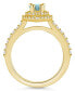Фото #3 товара Кольцо Macy's Aquamarine Diamond Halo in 14K Yellow Gold