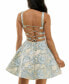 ფოტო #2 პროდუქტის Juniors' Metallic Jacquard Lace-Up-Back Fit & Flare Dress