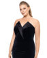 ფოტო #4 პროდუქტის Plus Size Strapless Front-Slit Velvet Gown