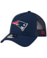 Фото #1 товара Men's Navy New England Patriots A-Frame Trucker 9FORTY Adjustable Hat