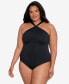 Фото #1 товара Plus Size Tummy-Control High-Neck One-Piece Swimsuit