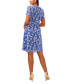 ფოტო #4 პროდუქტის Women's Short-Sleeve Pleated Tie-Waist Dress