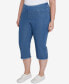 Фото #3 товара Plus Size Pull-On Silky Denim-Like Stretch Clamdigger Capri Pants
