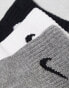 Nike Training Everyday Cushioned 3 pack ankle sock in white, grey and black