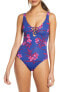 Фото #1 товара Tommy Bahama 286154 Women's Oasis Blossoms One-Piece Swimsuit, Size 8 - Blue