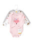 ფოტო #3 პროდუქტის Baby Girls Cotton Long-Sleeve Bodysuits Fox, 3-Pack