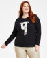 Фото #1 товара Plus Size Cotton Polar-Bear-Graphic Sweater