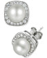 ფოტო #1 პროდუქტის Cultured Freshwater Pearl (6mm) and Diamond (1/4 ct. t.w.) Stud Earrings in 14k White Gold