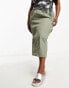 I Saw It First Plus cargo midi skirt in khaki