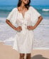 ფოტო #2 პროდუქტის Women's White Scoop Neck Tassel Tie Cover-Up Beach Dress