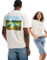 Adidas Originals sunrise back print unisex t-shirt in off white weiß, M - фото #4