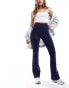 Stradivarius jersey sculpt legging with fold over waist in navy