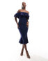 True Violet ruffle midi dress in navy Синий, EU36 - фото #2