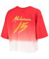 Фото #4 товара Women's Threads Patrick Mahomes Red, White Kansas City Chiefs Drip-Dye Player Name and Number Tri-Blend Crop T-shirt
