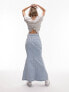 Фото #2 товара Topshop Petite highwaist denim fishtail skirt in bleach