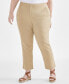 Фото #2 товара Plus Size Mid-Rise Linen Blend Everyday Ankle Pants, Created for Macy's