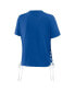 ფოტო #4 პროდუქტის Women's Royal Los Angeles Dodgers Side Lace-Up Cropped T-shirt