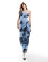 Фото #1 товара ASOS DESIGN one shoulder frill maxi dress with ruffles in blue floral print