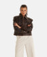ფოტო #2 პროდუქტის Women's Brown Leather Jacket