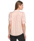 ფოტო #2 პროდუქტის Women's Puff-Sleeve Mandarin-Collar Covered-Placket Blouse