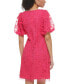 Фото #2 товара Women's 3D Floral-Appliquéd Puff-Sleeve Dress