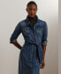 ფოტო #4 პროდუქტის Women's Belted Denim Shirtdress