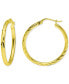 Фото #1 товара Textured Small Hoop Earrings in 18k Gold-Plated Sterling Silver, 25mm, Created for Macy's