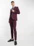 Фото #2 товара ASOS DESIGN skinny suit jacket in burgundy gingham