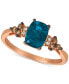 ფოტო #1 პროდუქტის Deep Sea Blue Topaz™ (1-1/2 ct. t.w. ) & Vanilla and Chocolate Diamond (1/5 ct. t.w.) Ring in 14k Rose Gold