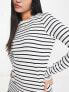 New Look striped long sleeved crew neck top in black and white