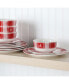Plaid Decorated Red White 12 Piece Dinnerware Set, Service for 4
