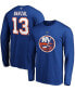ფოტო #1 პროდუქტის Men's Mathew Barzal Royal New York Islanders Authentic Stack Name and Number Long Sleeve T-shirt