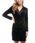 Фото #1 товара Juniors' Notch-Lapel Tuxedo-Style Velvet Dress