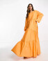 Фото #1 товара Daska tiered puff balloon sleeve maxi dress in orange