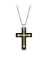 Фото #1 товара Mens Stainless Steel Black Carbon Fiber & Gold Cross Necklace