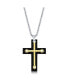 Mens Stainless Steel Black Carbon Fiber & Gold Cross Necklace