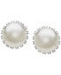 Cultured Freshwater Pearl (8mm) & Diamond (1/10 ct. t.w.) Stud Earrings in Sterling Silver