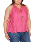 Фото #3 товара Black Label Plus Size Embroidered Hem Sleeveless Top