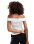 Stradivarius fold over seamless bardot top in white Белый, XL - фото #4