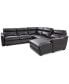 Фото #13 товара Gabrine 5-Pc. Leather Sectional with 2 Power Headrests and Chaise, Created for Macy's