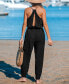 ფოტო #3 პროდუქტის Women's Tapered Leg & Back Cut-Out Jumpsuit