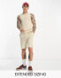 Фото #1 товара ASOS DESIGN midweight knitted cotton co-ord shorts in stone