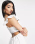 New Look frill strap midi dress with open back in white