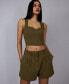 ფოტო #9 პროდუქტის Women's Washed Twill Pleated Shorts