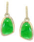 ფოტო #3 პროდუქტის EFFY® Dyed Green Jade (17x12mm) & Diamond (3/8 ct. t.w.) Drop Earrings in 14k Gold