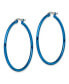 Stainless Steel Polished Blue plated Hoop Earrings