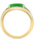 ფოტო #4 პროდუქტის EFFY® Dyed Green Jade & Diamond (1/4 ct. t.w.) Openwork Ring in 14k Gold