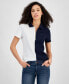 Фото #1 товара Women's Colorblock Zip-Front Polo Shirt
