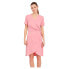 VILA Nayeli Knee Wrap Short Sleeve Dress Wild Rose-14059678-WildRose, XS - фото #2